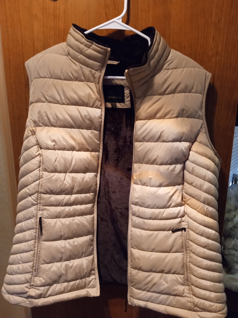 Weatherproof Cream Quilted Puffer Vest with Stand Collar